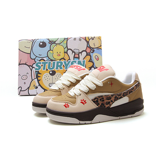 STURYSN 米姜黄豹纹厚底面包鞋女ins潮百搭运动休闲板鞋2025新款