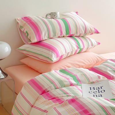 多巴胺彩虹条纹全棉纯棉被套单件