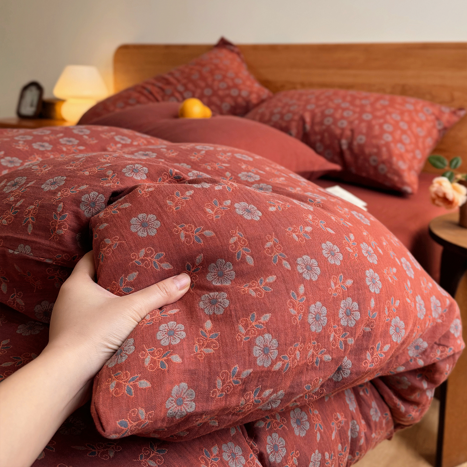 A类复古风全棉双层纱布碎花被套