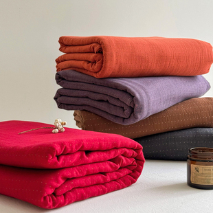 梦谷美家A类色织双层纱简约纯色100全棉床单宿舍纯棉被单秋冬加厚