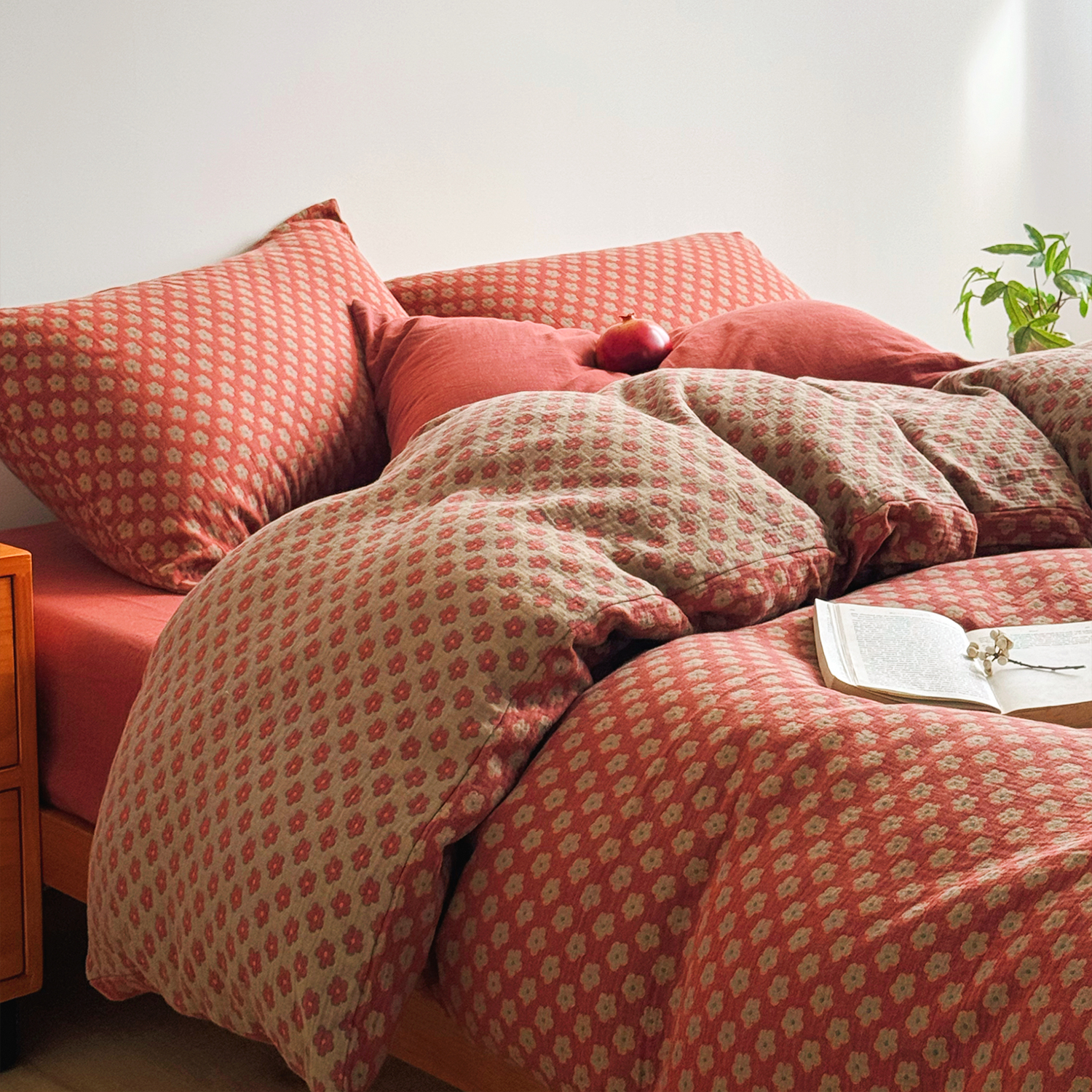 文艺复古经典老花A类全棉色织提花双层纱被套单件1.5床上三四件套