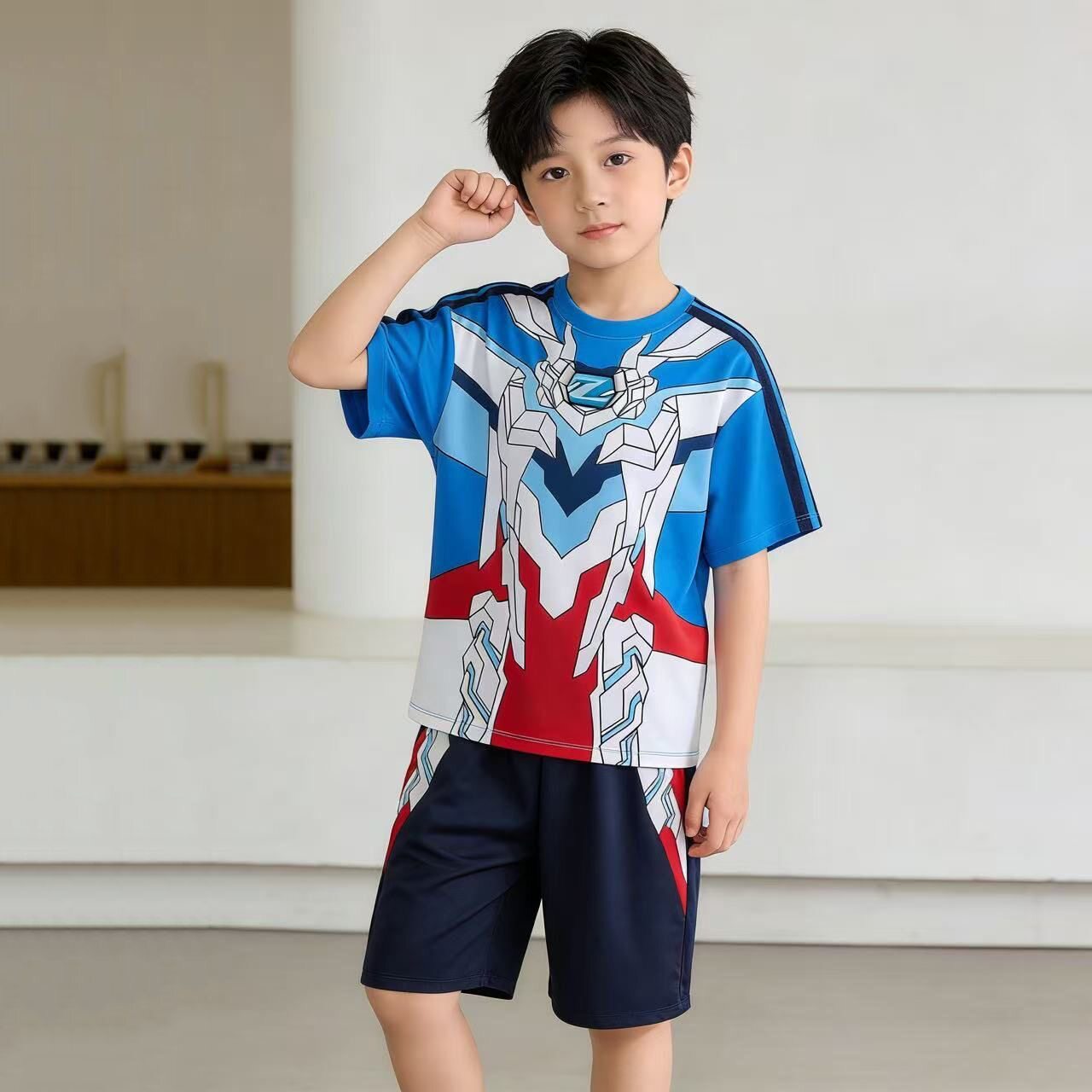品牌童装男童奥特曼衣服夏季短袖套装中大童运动服