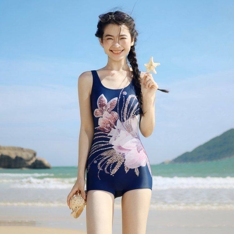 三奇保守连体平角专业训练竞速泳衣女新款游泳馆专用平角大码泳装