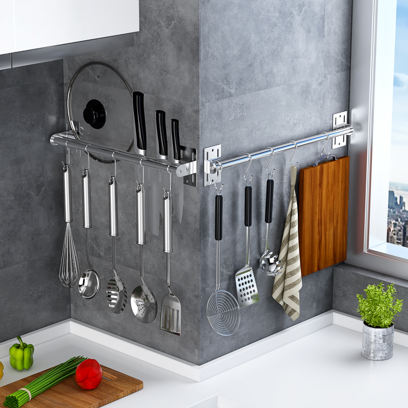 挂钩304不锈钢墙上收纳置物架