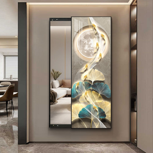 银杏九鱼隐形全身镜推拉隐藏式镜子卧室试衣镜壁挂家用穿衣镜