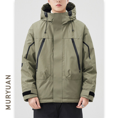 智快鱼2025新款素拼潮牌唯品会官方正品牌男装卡朱米回圆羽绒服男