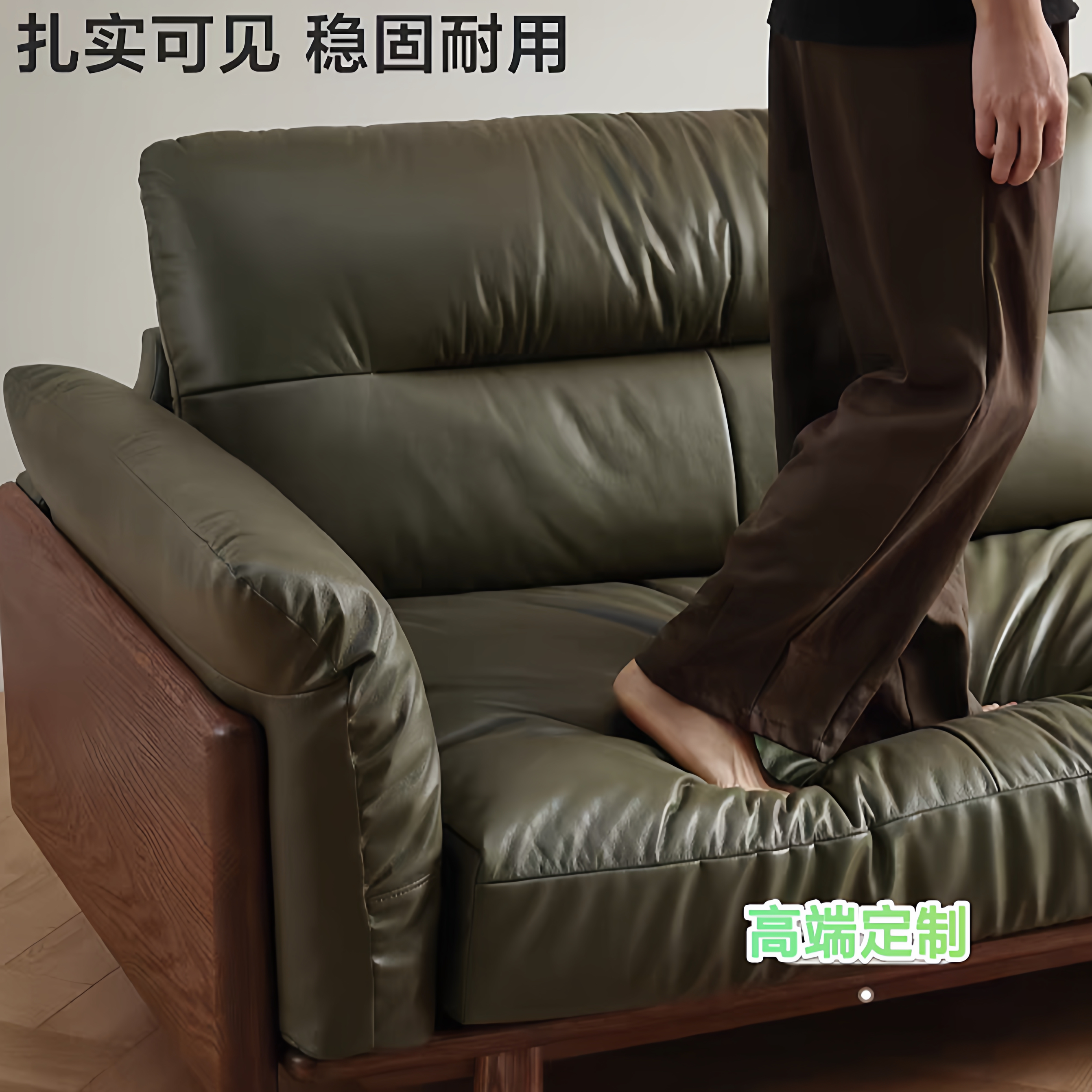 定做真皮头层黄牛皮坐垫椅极简休闲沙发躺椅网红轻奢客厅皮套订制