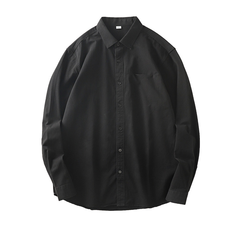 thumbnail for American 350G heavy long-sleeved shirt men's spring and autumn pure cotton high-end casual inner white shirt lapel jacket