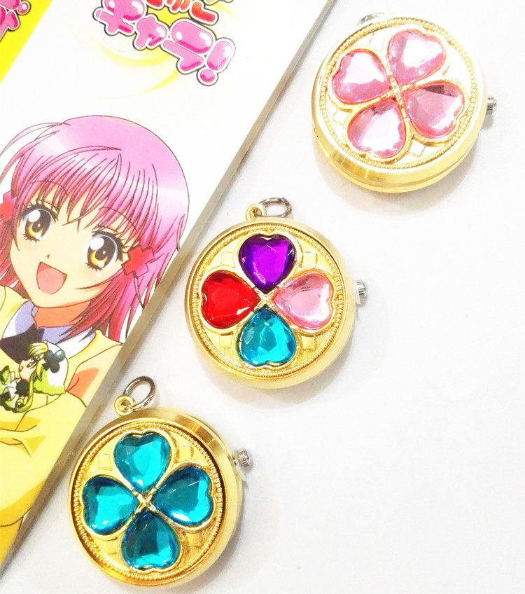 儿童会旋转时钟项链公主水晶钟表颈链女童怀表配饰巴啦啦宝石玩具