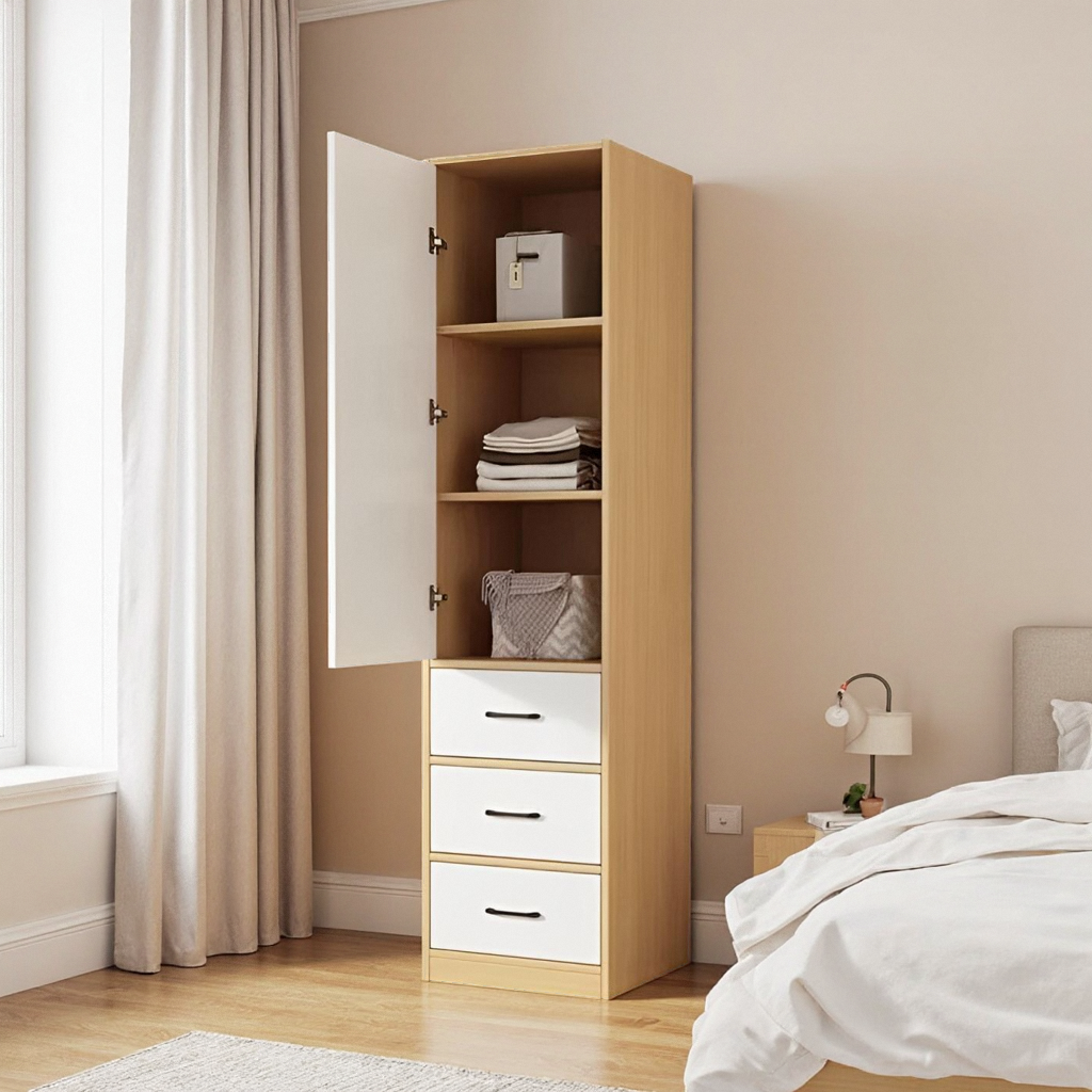 定制实木衣柜单门衣橱卧室阳台储物收纳柜现代简约小户型省空间