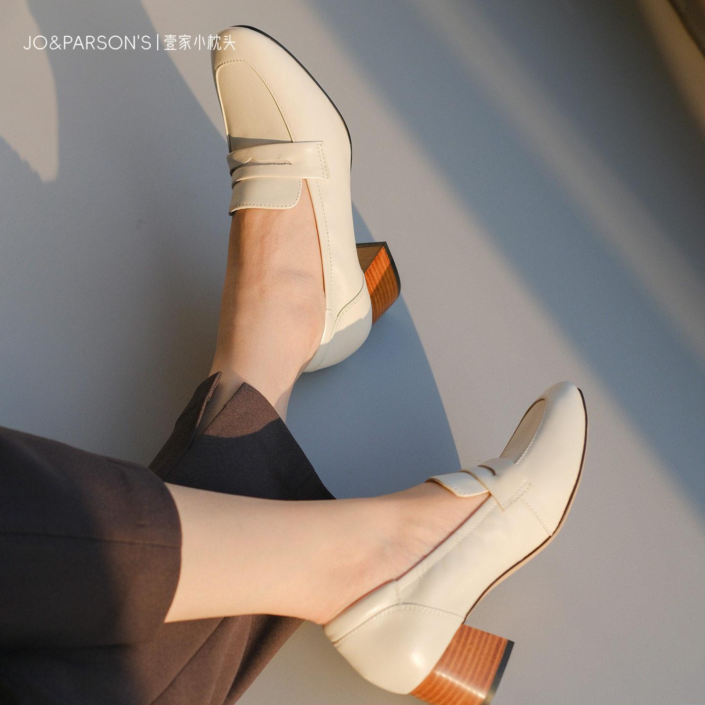 壹家shoes045001小包子乐福小枕头中跟4公分软糯羊皮防磨脚防掉跟