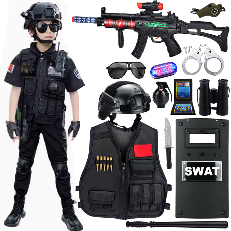 儿童玩具枪套装特警特种兵战术头盔马甲装备CS对战玩具