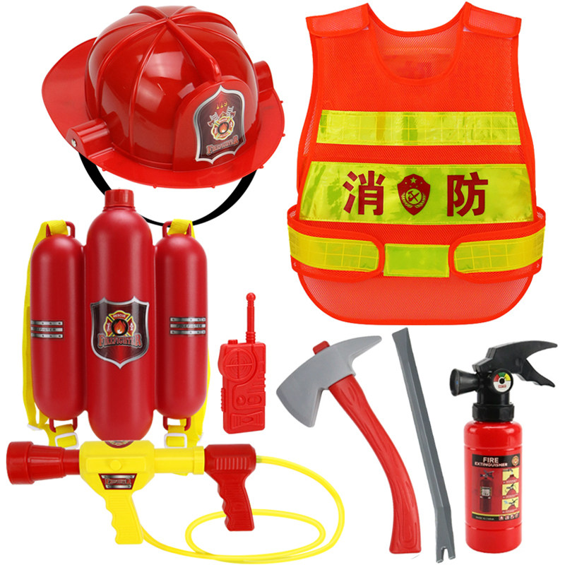 儿童消防员玩具角色扮演过家家山姆仿真灭火器抽拉式水枪道具礼物