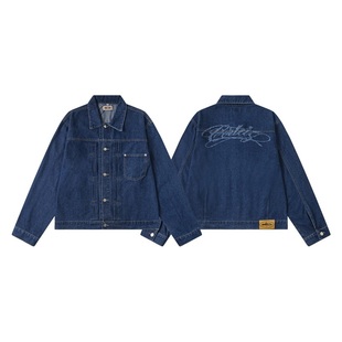 corteiz denim jacket美潮高街复古做旧丹宁休闲宽松牛仔外套夹克