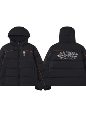 trapstar美式高街潮牌冬季休闲保暖男士刺绣字母logo连帽棉服外套
