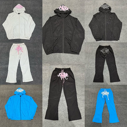 Synaworld美式高街Drill潮牌春秋运动休闲套装梭织风衣外套长裤男