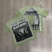 First T恤 高街潮牌嘻哈休闲印花烫钻宽松纯棉短袖 Row Vintage美式