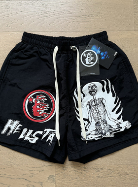 HELL HIP HOP SHORTS美式潮流夏季骷髅印花健身训练速干沙滩短裤