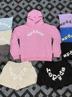 sp5der hoodie美潮高街时尚休闲满身烫钻宽松纯棉毛圈连帽卫衣ins