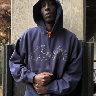 corteiz hoodie美潮高街运动休闲字母刺绣宽松纯棉开衫连帽卫衣男