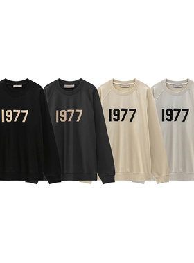 FOG ESSENTIALS美式高街潮牌春秋休闲1977植绒印花长袖圆领卫衣男