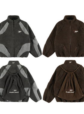 broken planet美潮复古秋冬休闲小众设计感保暖摇粒绒夹克外套ins