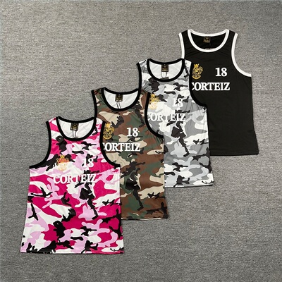 corteiz美潮迷彩无袖背心汗衫夏