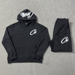 corteiz tracksuit美潮高街刺绣logo秋冬运动休闲长裤卫衣套装男
