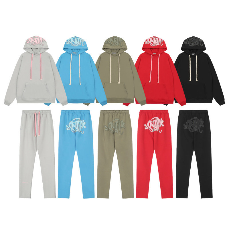synaworld drill高街风美式嘻哈加绒连帽卫衣运动休闲长裤套装潮