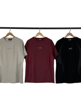 thug club小众欧美高街潮牌复古撞色拼接设计宽松纯棉短袖T恤男女