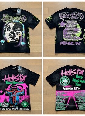 欧美潮牌高街复古VINTAGE洗水做旧印花休闲宽松重磅纯棉短袖T恤男