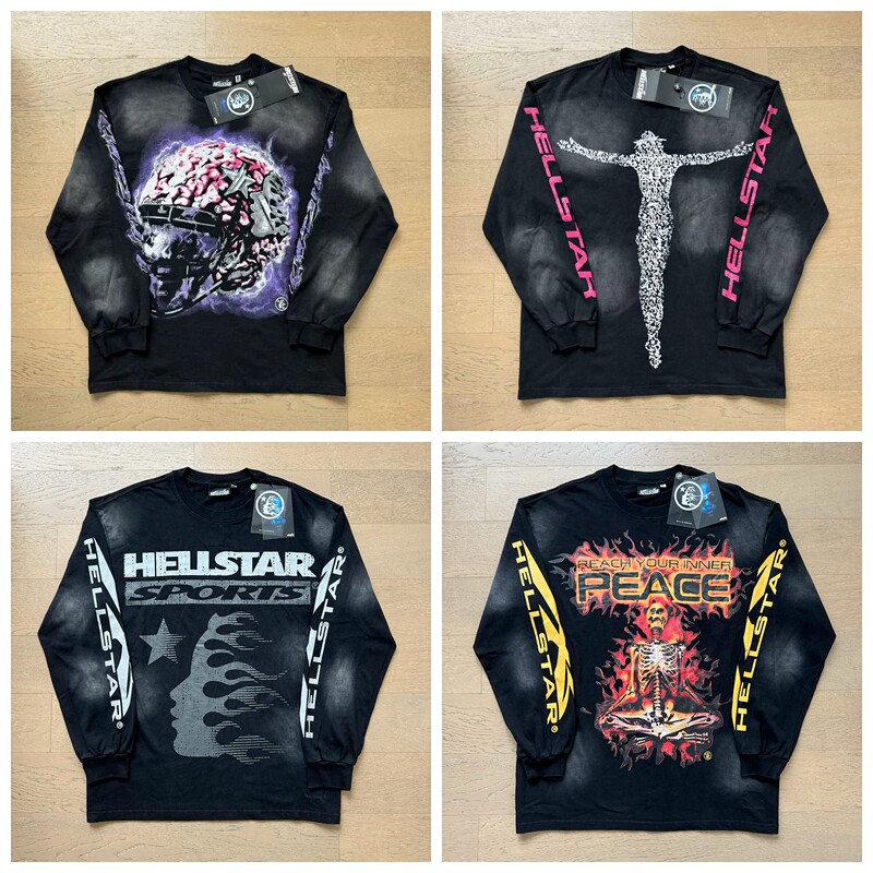 HELL INS HIP HOP LONG SLEEVE T SHIRTS美式嘻哈潮流洗水长袖T恤