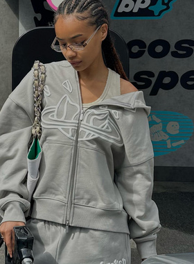 BROKEN PLANET小众欧美潮牌发泡印花宽松纯棉卫衣拉链帽衫外套FOG