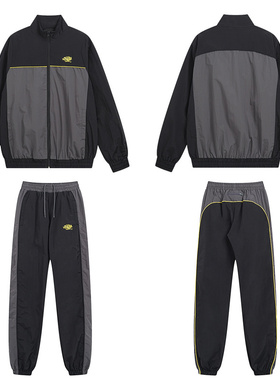 synaworld tracksuit美潮复古刺绣撞色春秋休闲梭织外套长裤套装