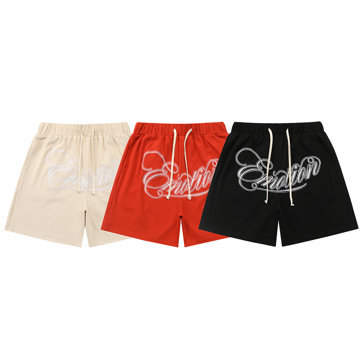 MIXEDEMOTION刺绣华夫格短裤男