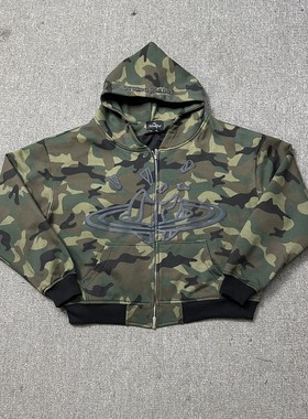 broken planet camouflage hoodie美潮高街迷彩连帽卫衣拉链外套