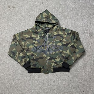 broken planet camouflage hoodie美潮高街迷彩连帽卫衣拉链外套