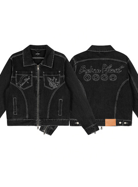 broken planet美式高街潮牌春秋休闲刺绣字母logo宽松牛仔衣外套