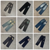 derschutze 男 jeans小众美潮樱花刺绣直筒牛仔长裤 gallery denim