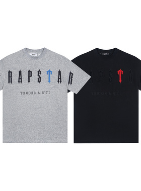 Trapstar T shirt美式高街潮牌字母刺绣夏季宽松纯棉短袖T恤男女