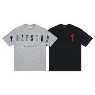 高街潮牌字母刺绣夏季 Trapstar shirt美式 T恤男女 宽松纯棉短袖