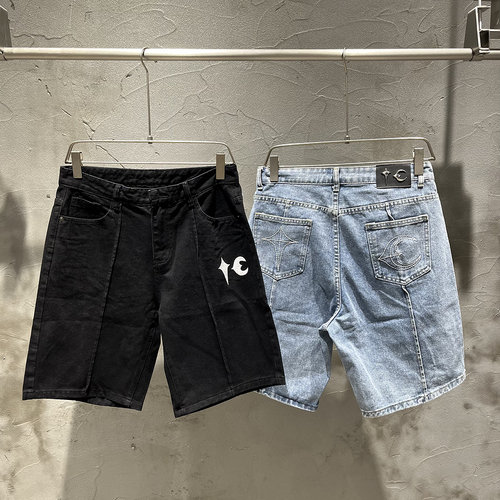 thugclub潮牌夏季刺绣牛仔短裤