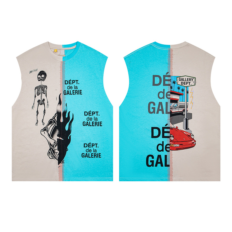 gallerydept骷髅撞色背心汗衫男