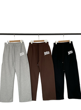 broken planet高街潮牌秋冬运动休闲加绒字母印花宽松直筒长裤男