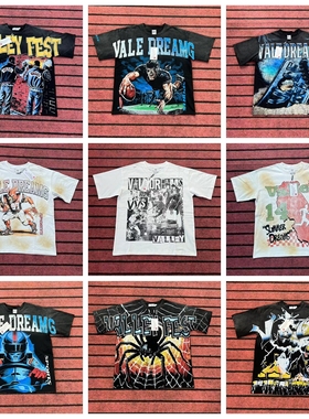 VALE VALLEY HIP HOP T SHIRT美潮高街复古嘻哈宽松纯棉短袖T恤夏