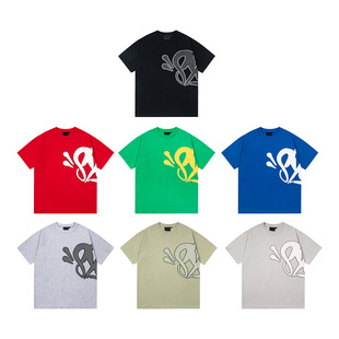 SYNAWORLD DRILL街头风美式嘻哈印花短袖男女情侣潮牌纯棉T恤上衣