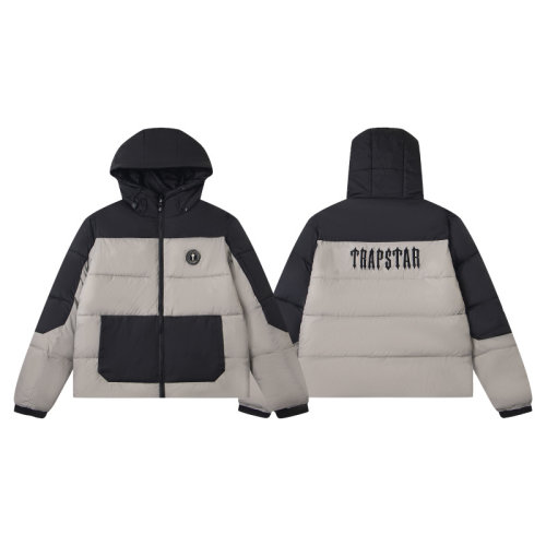 trapstar美潮刺绣拼接连帽棉服男