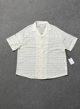 ALD SHIRTS小众潮牌轻奢风男女同款夏季宽松休闲镂空设计短袖衬衫