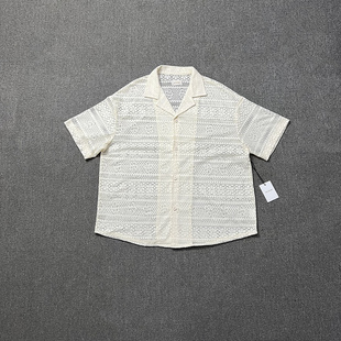 ALD SHIRTS小众潮牌轻奢风男女同款夏季宽松休闲镂空设计短袖衬衫