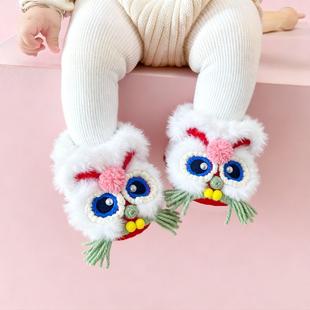 秋冬手工diy虎头婴儿鞋加厚保暖毛线编织鞋材料包儿童福虎高筒靴